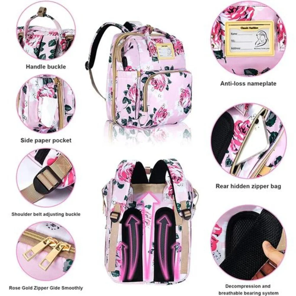 Diaper Bag Backpack with Changing Station Large Baby Toddler Organizer Stroller